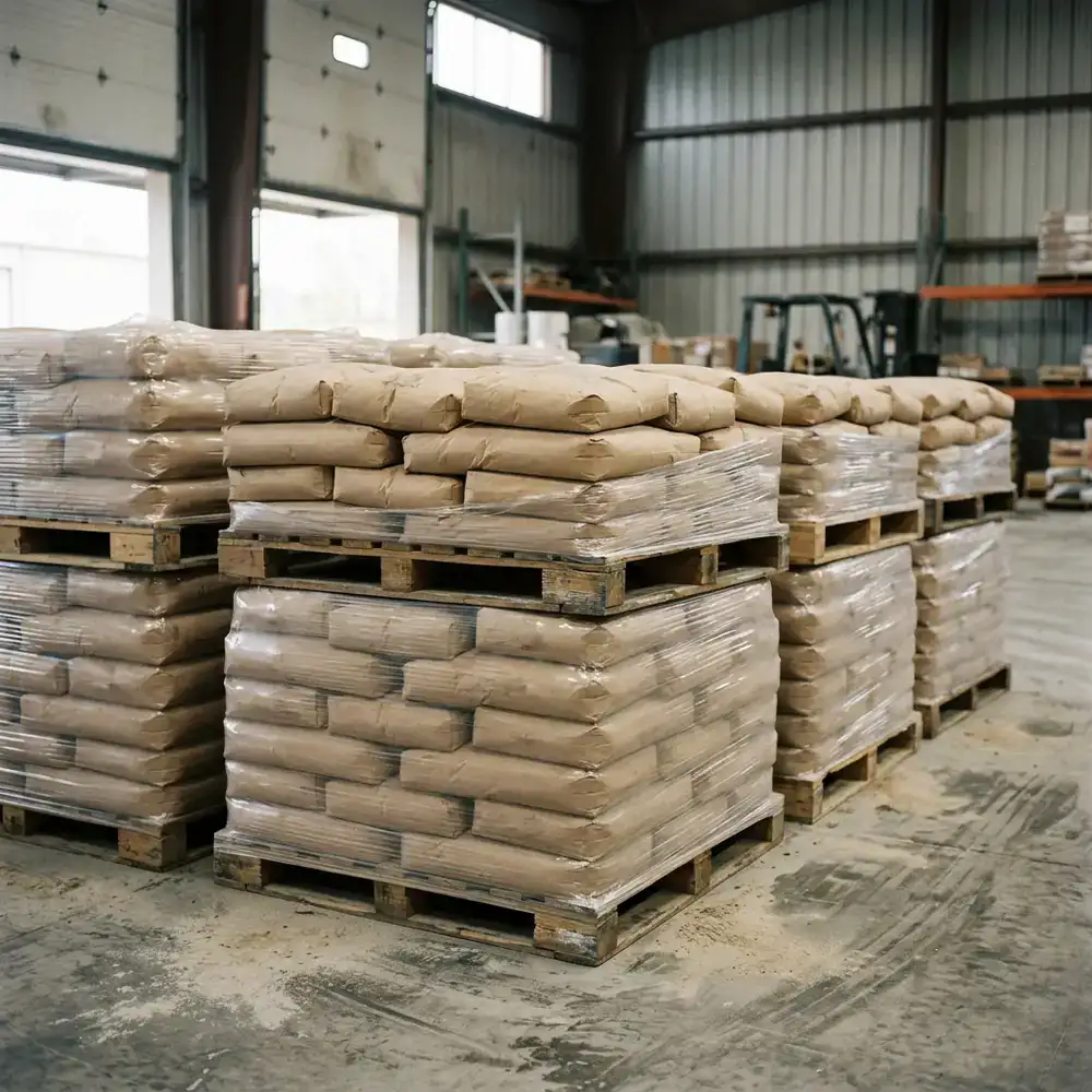 Stacked bags of Portland cement