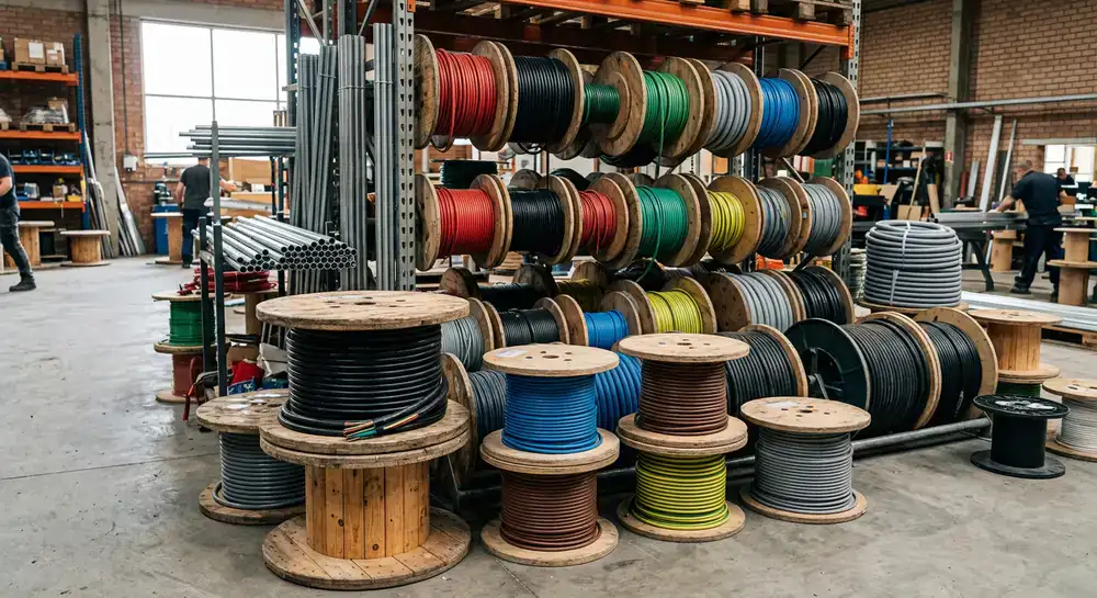 Spools of electrical wires and conduits